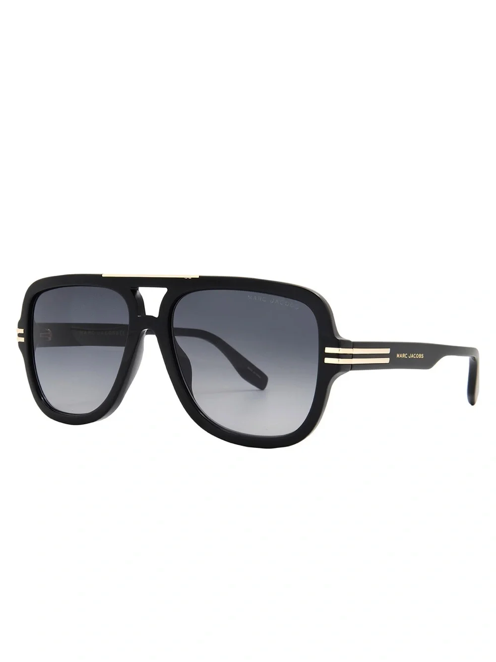 Marc Jacobs Unísex Black Frame Sunglasses w/Gold Accents & Gradient Gray Lenses